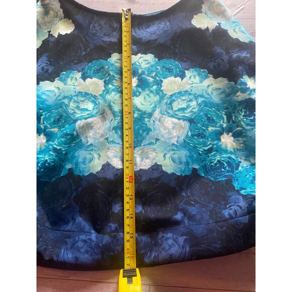 Teeze Me Floral 2pc Halter Top & High Low Skirt Set Blue Roses Formal Prom Dress - Picture 9 of 12